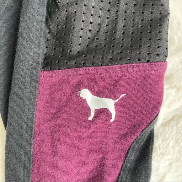 Victoria's Secret PINK Yoga | Black and Cherry Mesh Leggings | Size Large - Picture 5 of 16